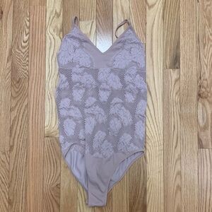 Dusty Rose Ballet-core Textured‎ Bodysuit M/L